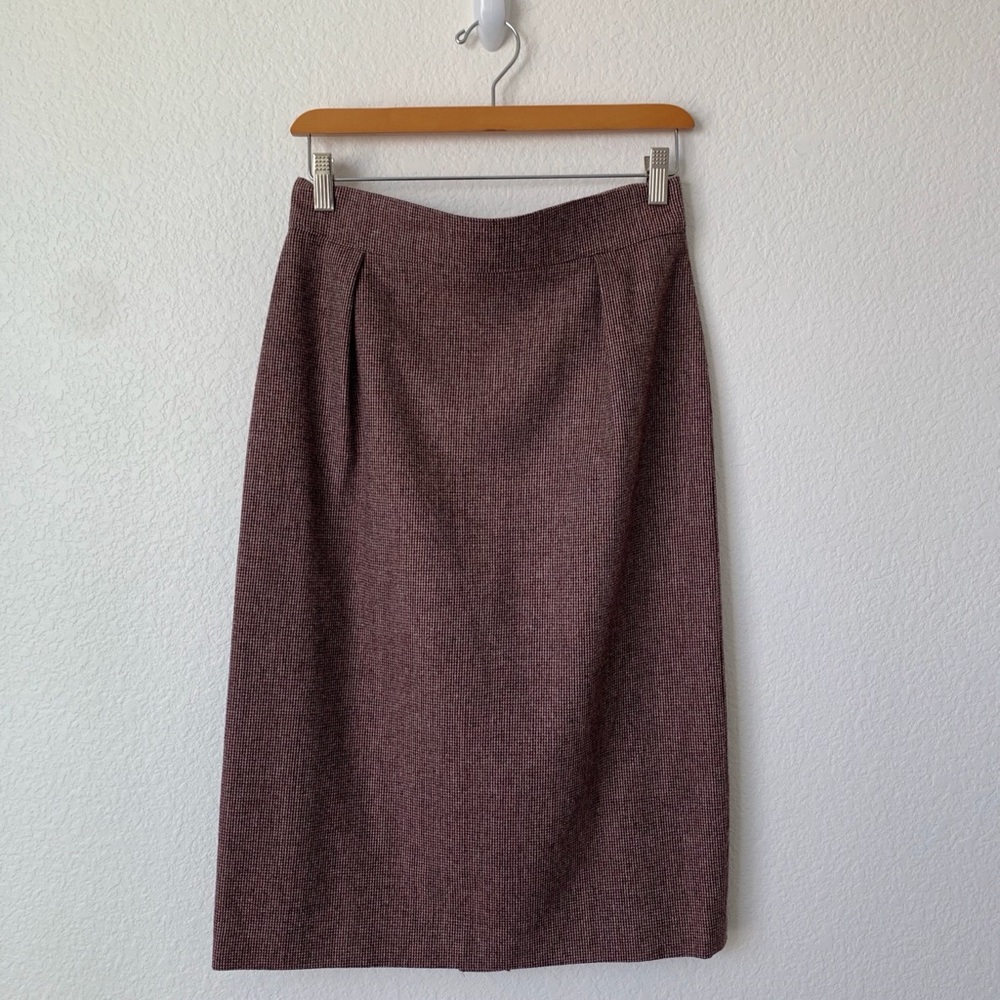 Vintage Wool Small Gingham Print Pencil Skirt